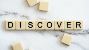 discover, in scrabble letters